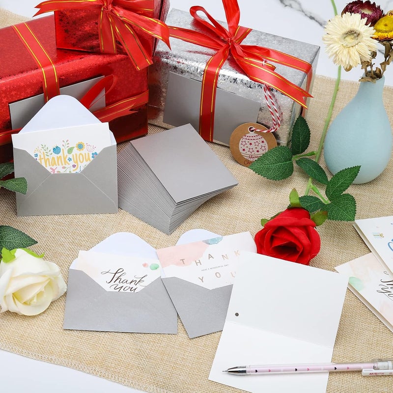 Keketer 100 Pack 4 x 2.75" Mini Envelopes Metallic Silver 120GSM Gift Card Envelopes Bulk Small Paper Gift Card Sleeves Greeting Card Business Card Tiny Envelope Pockets for Card & Invitation - Image 5